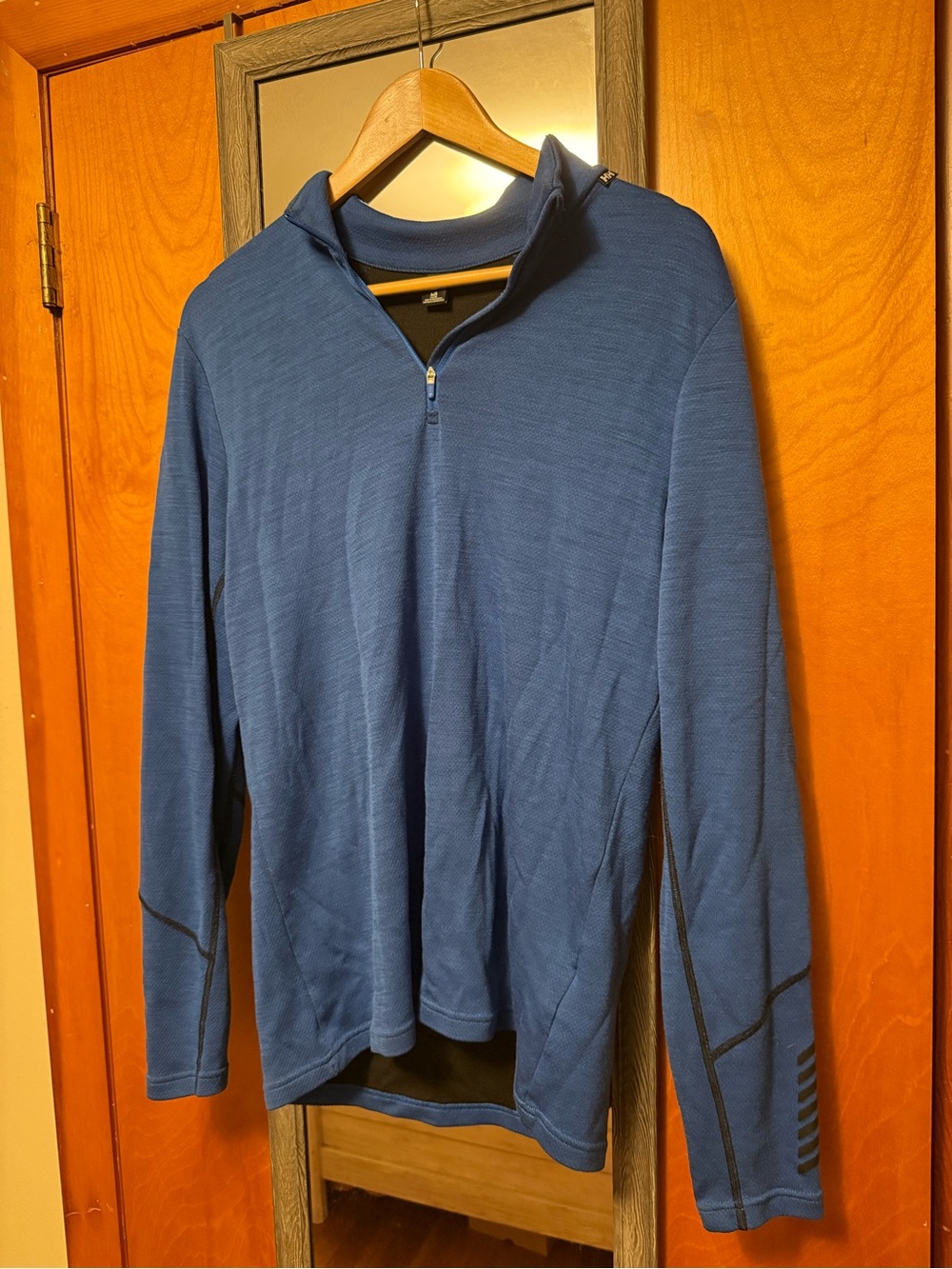 Helly Hansen Men's Blue merino midweight Half-Zip Performance base layer